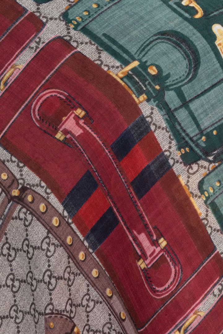 GUCCI Valigeria GG Scarf Supreme Green Red
