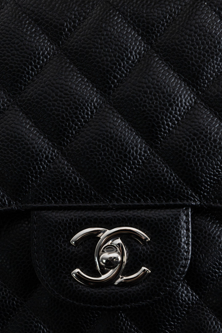 CHANEL Grand Classique Double Rabat Cuir Caviar Noir