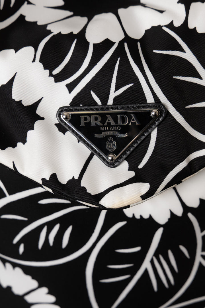 Sac à dos PRADA à imprimé floral en nylon noir