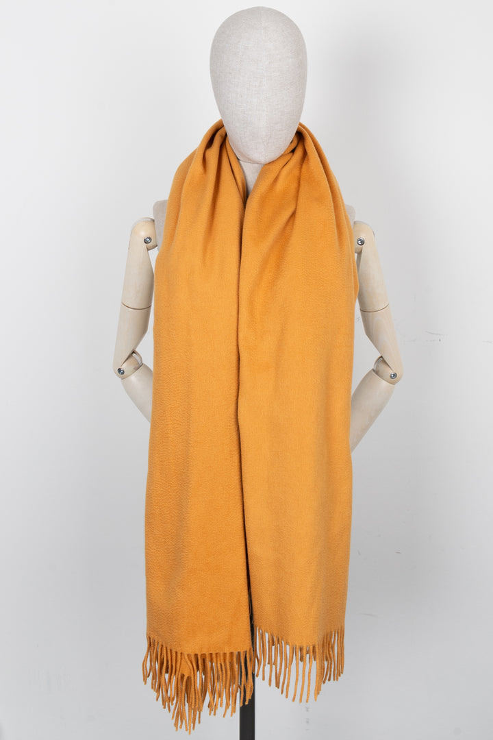 HERMÈS Cachemire à franges à carreaux orange