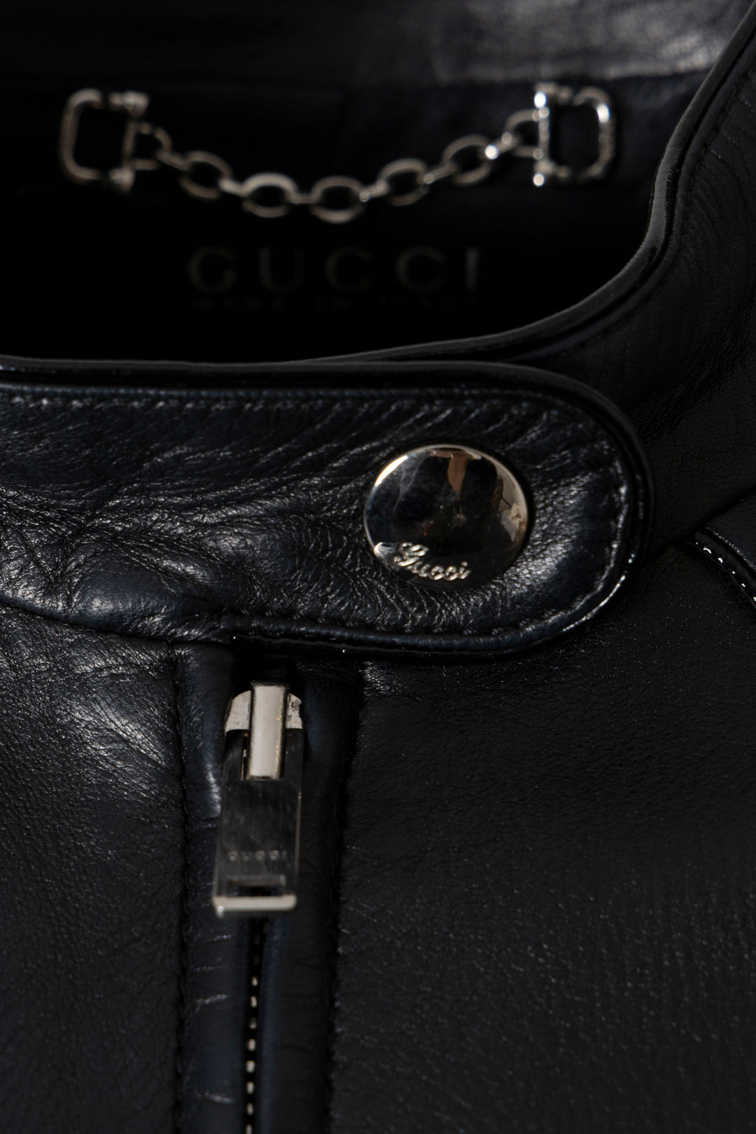 Veste motard GUCCI en cuir noir