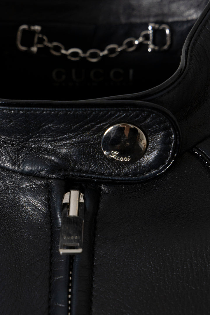 Veste motard GUCCI en cuir noir