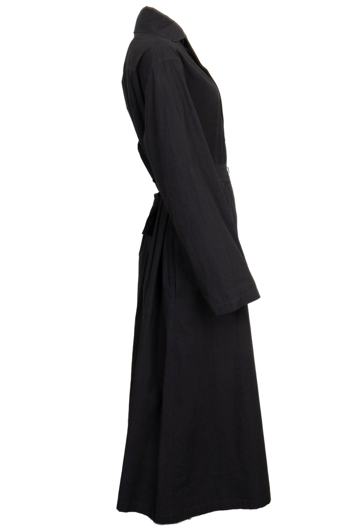 JIL SANDER Belted Maxi Dress Cotton Black