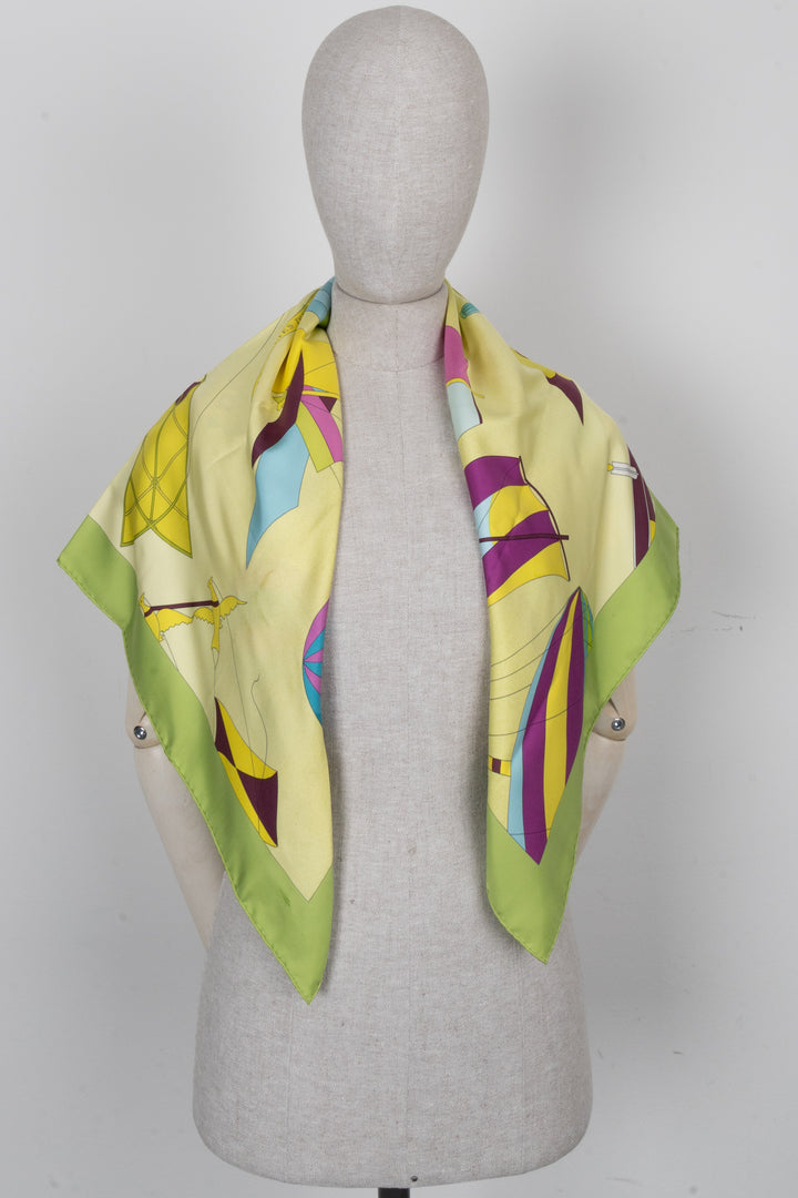 HERMÈS Les Folies Du Ciel II Carré 90 Vert