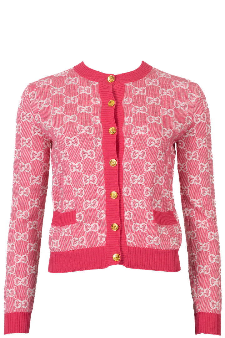 Cardigan GUCCI GG en jacquard de coton rose