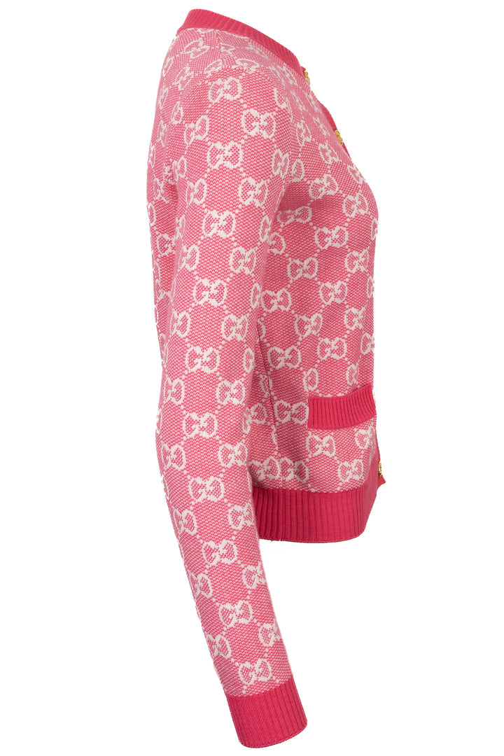 Cardigan GUCCI GG en jacquard de coton rose