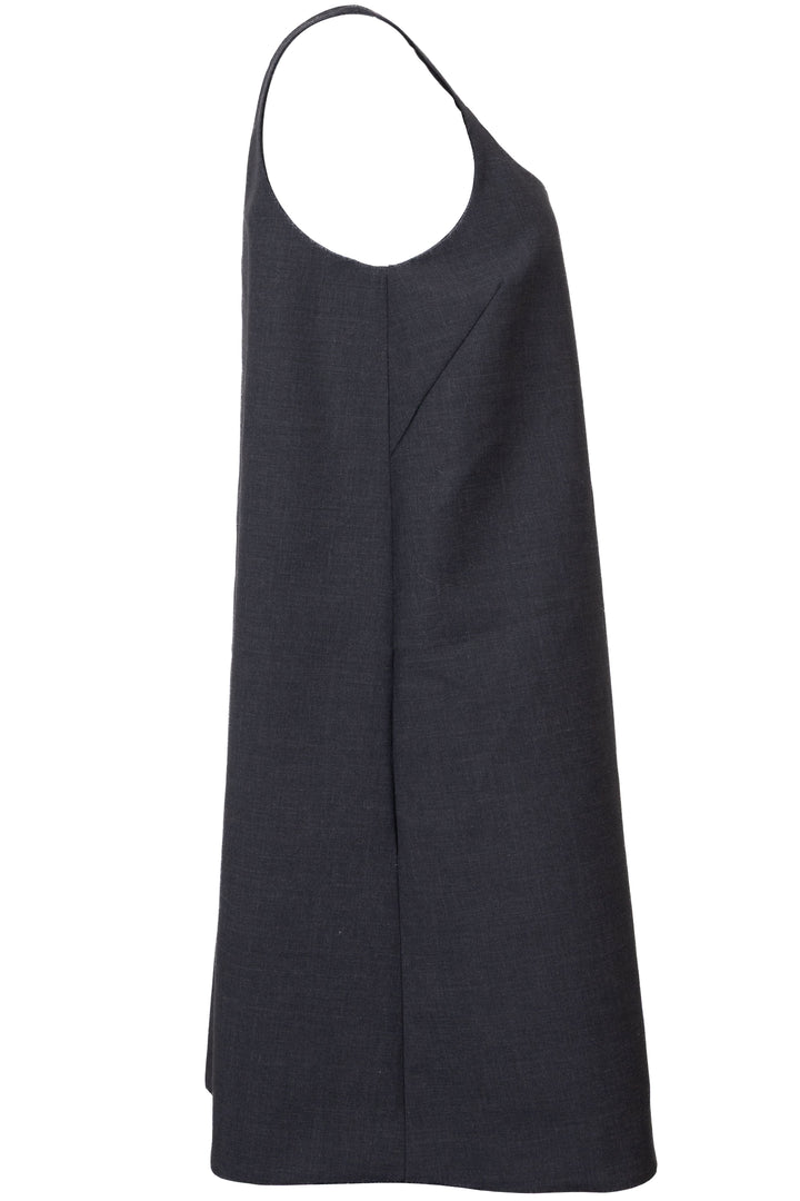 PRADA 2022 Flared Dress Wool Charcoal