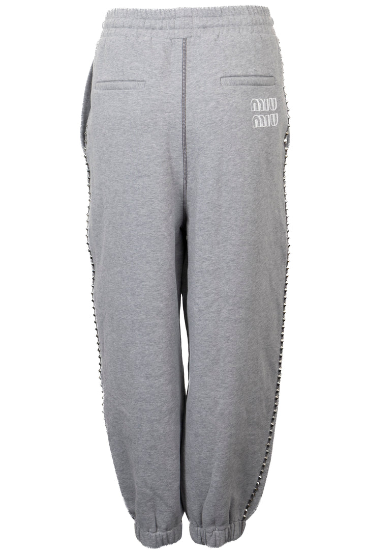 MIU MIU 2021 Studded Sweat Pants Cotton Grey