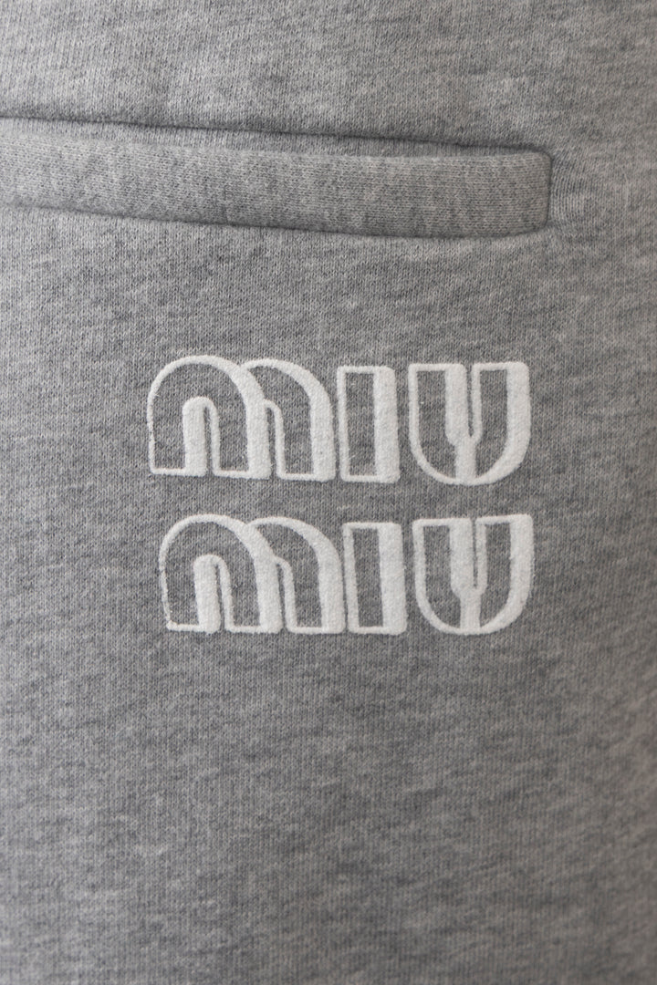 MIU MIU 2021 Studded Sweat Pants Cotton Grey