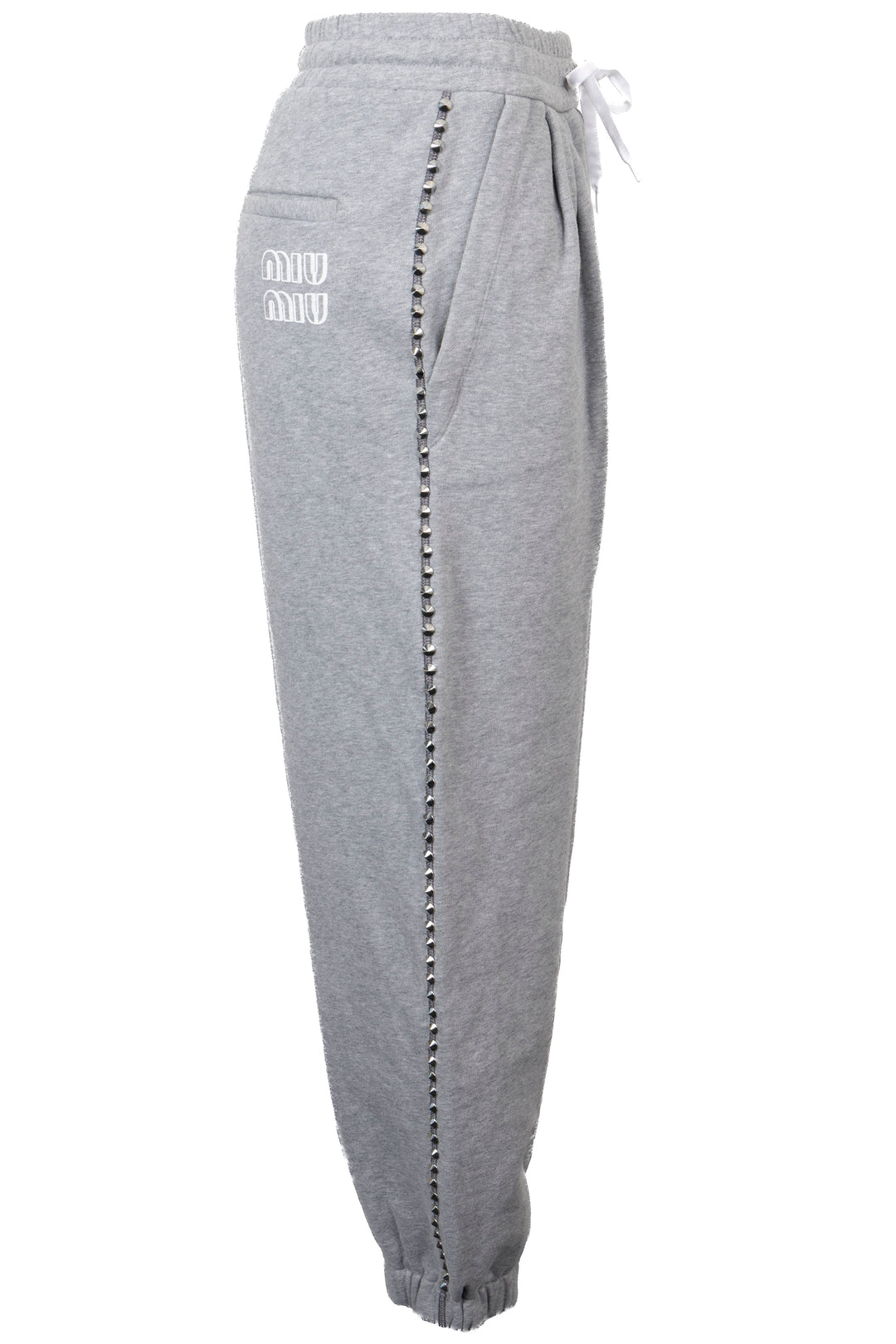 MIU MIU 2021 Studded Sweat Pants Cotton Grey