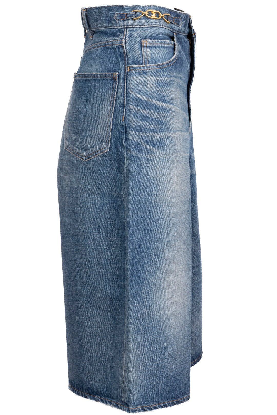 CELINE Long Triomphe Shorts Denim Blue