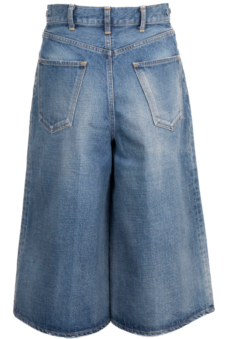 CELINE Long Triomphe Shorts Denim Blue