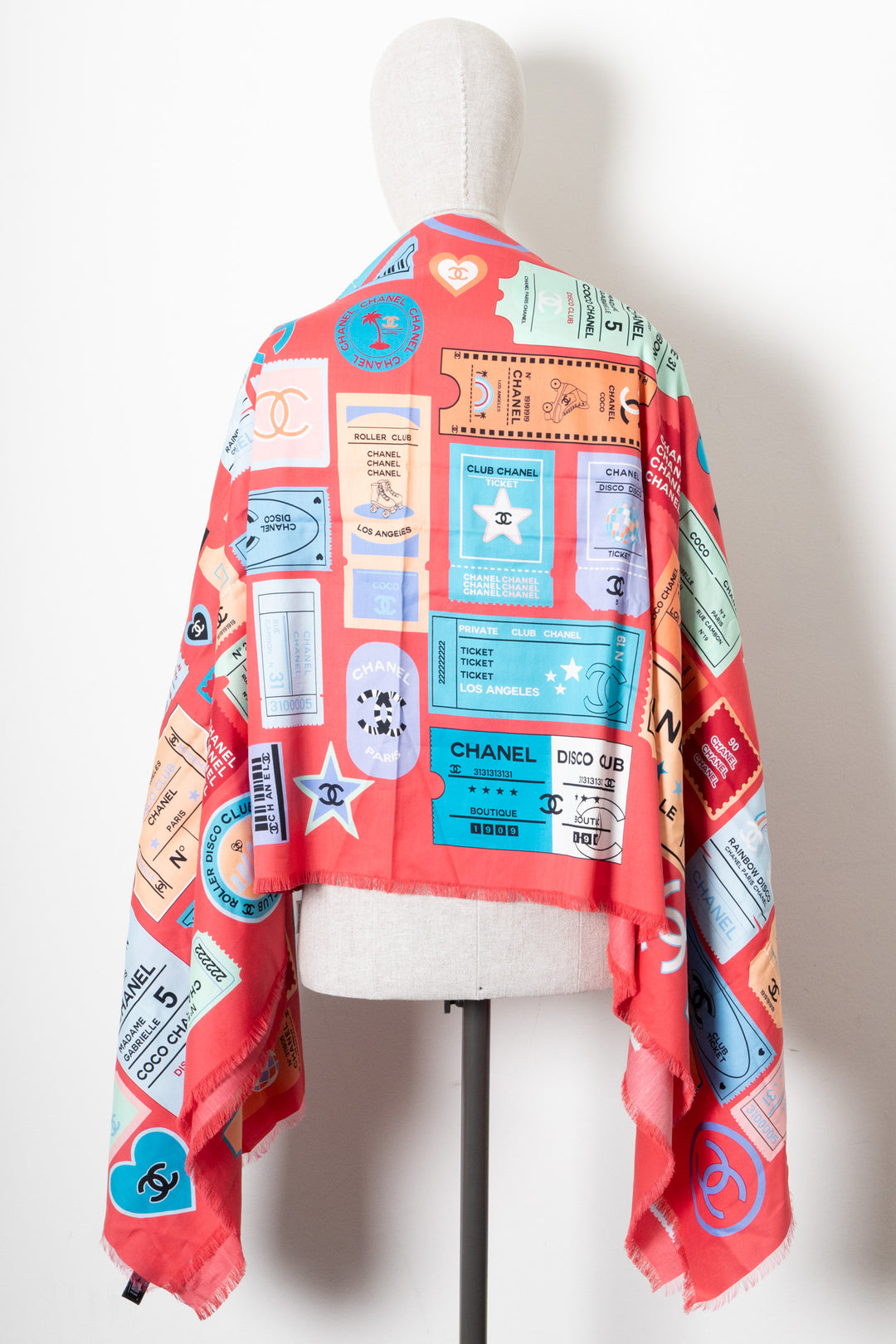 CHANEL 2024 Coco Tickets Scarf Cotton Pink