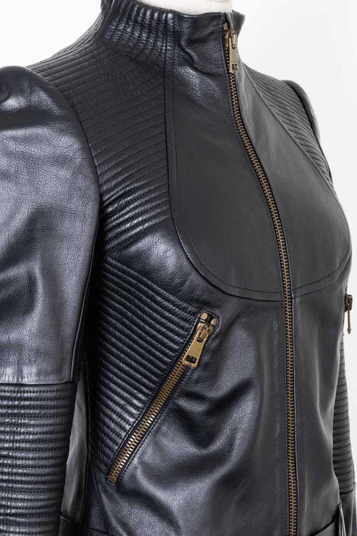 GUCCI GG Biker Jacket Leather Black