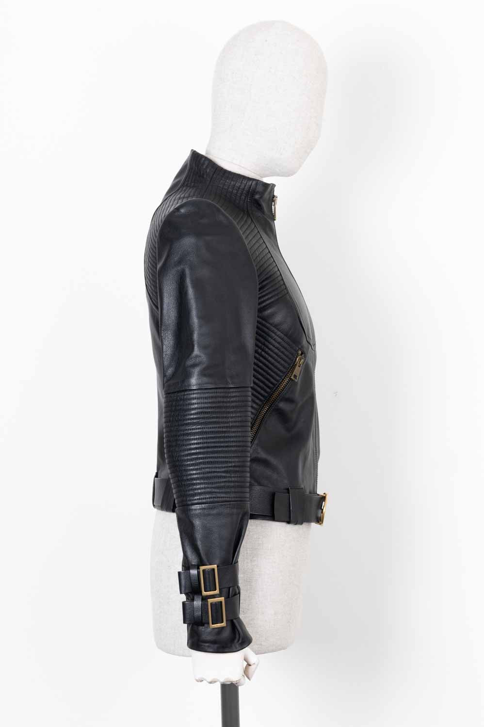 GUCCI GG Biker Jacket Leather Black