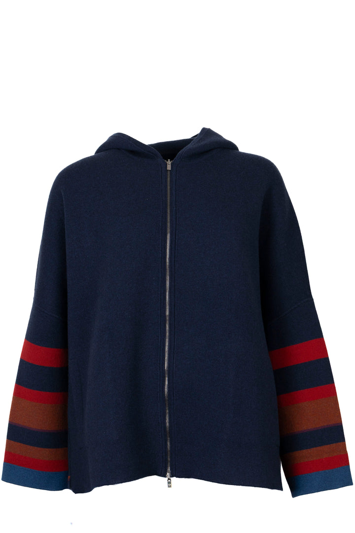 LORO PIANA Hoodie Zipped Cardigan Cashmere Navy