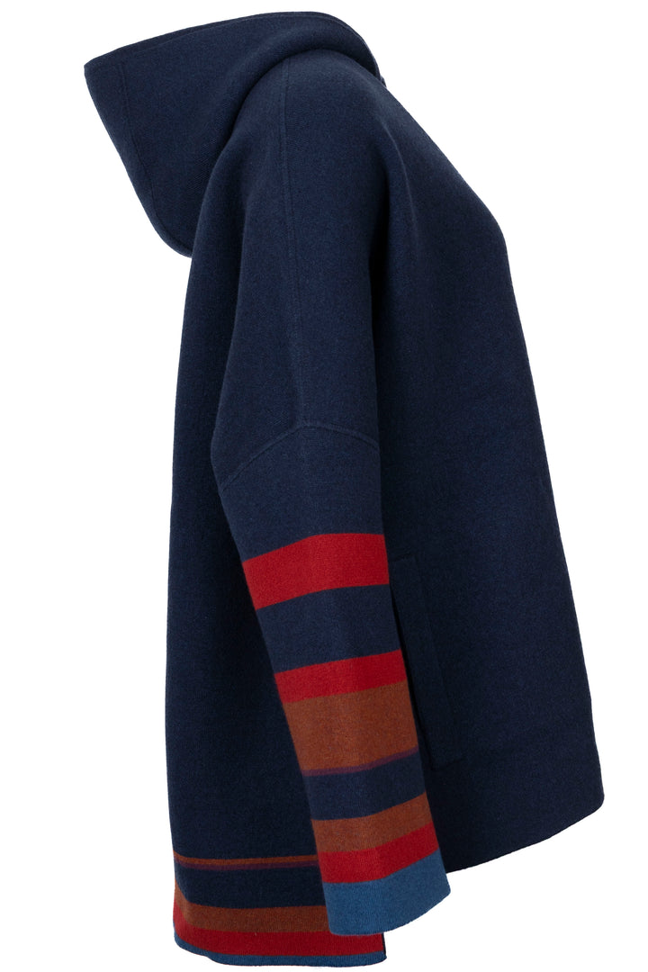 LORO PIANA Hoodie Zipped Cardigan Cashmere Navy
