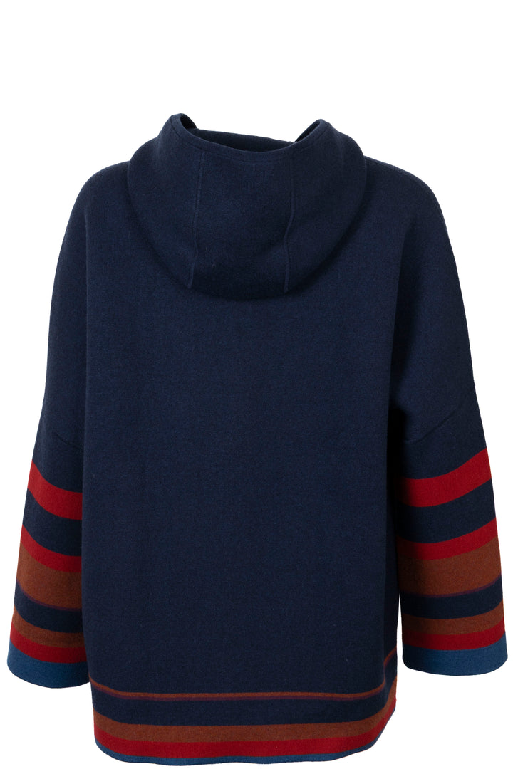 LORO PIANA Hoodie Zipped Cardigan Cashmere Navy