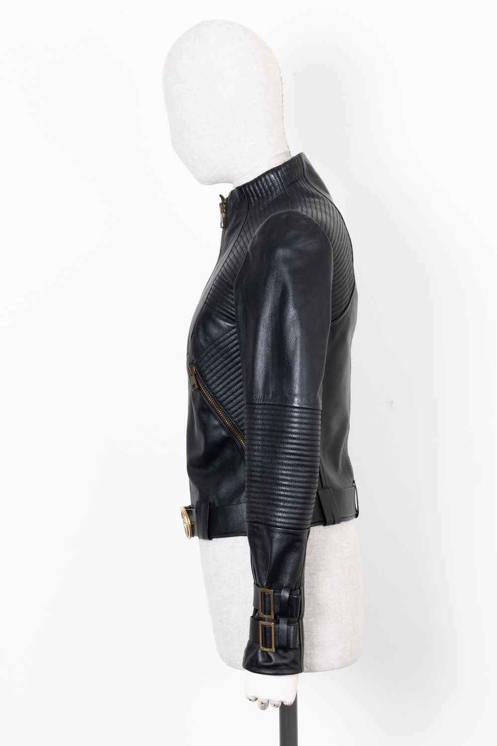 GUCCI GG Biker Jacket Leather Black