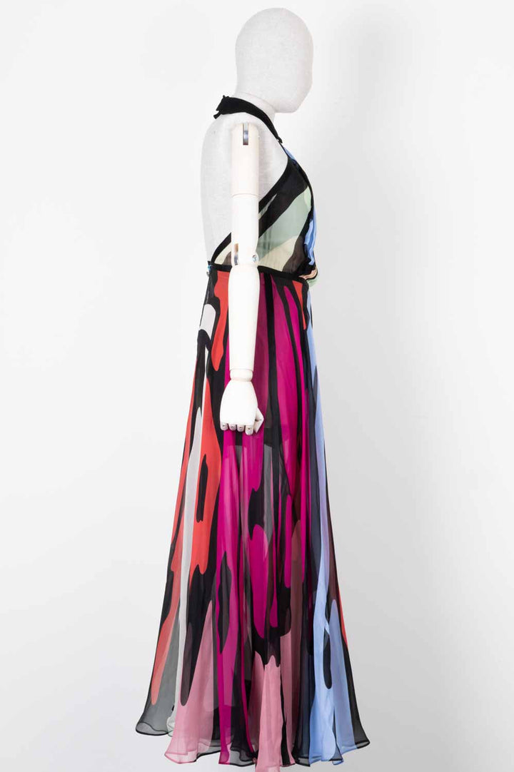 CHANEL Neckholder Dress SS22 Silk Multicolor