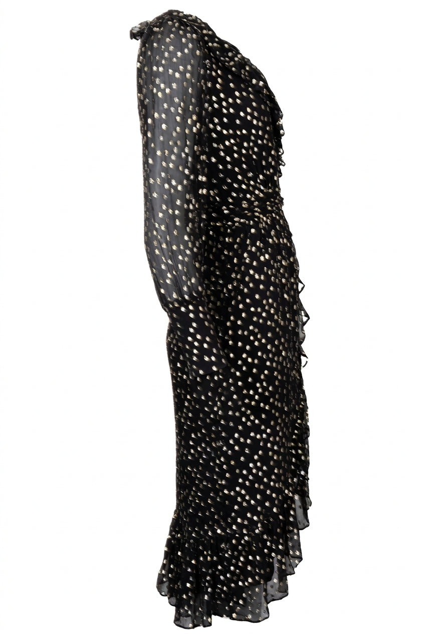 ZIMMERMANN Lurex Wrap Midi Dress Silk Black