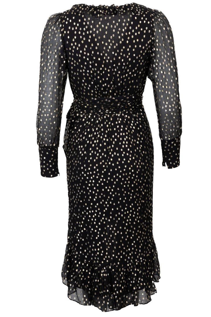 ZIMMERMANN Lurex Wrap Midi Dress Silk Black