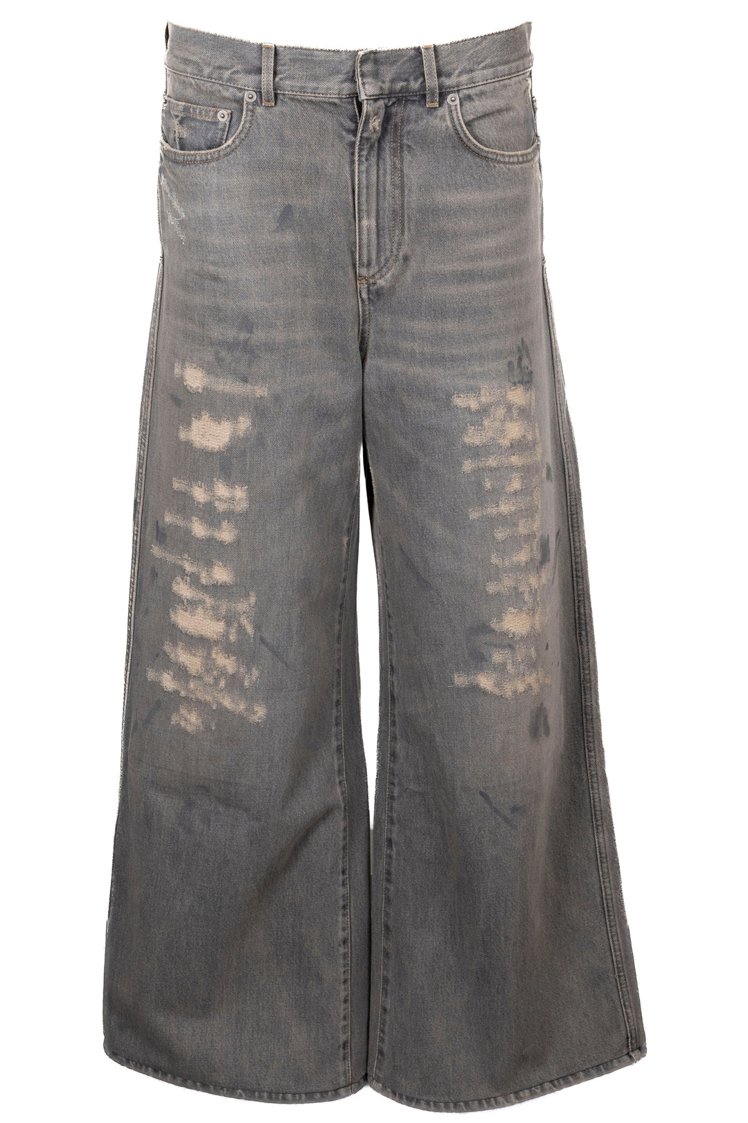 CHRISTIAN DIOR Distressed Wide-Leg Pants Denim Blue Denim Grey