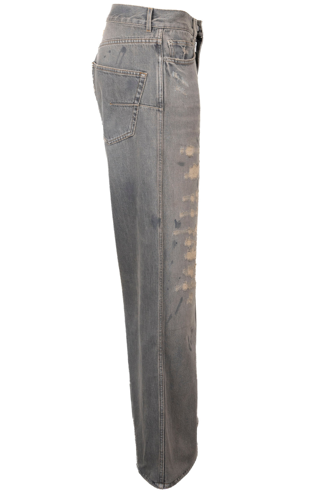 CHRISTIAN DIOR Distressed Wide-Leg Pants Denim Blue Denim Grey