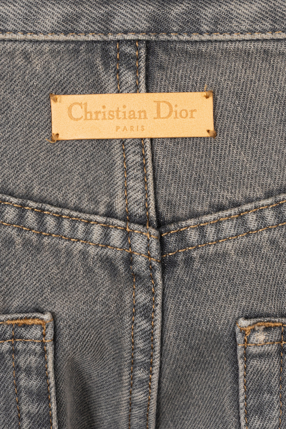 CHRISTIAN DIOR Distressed Wide-Leg Pants Denim Blue Denim Grey