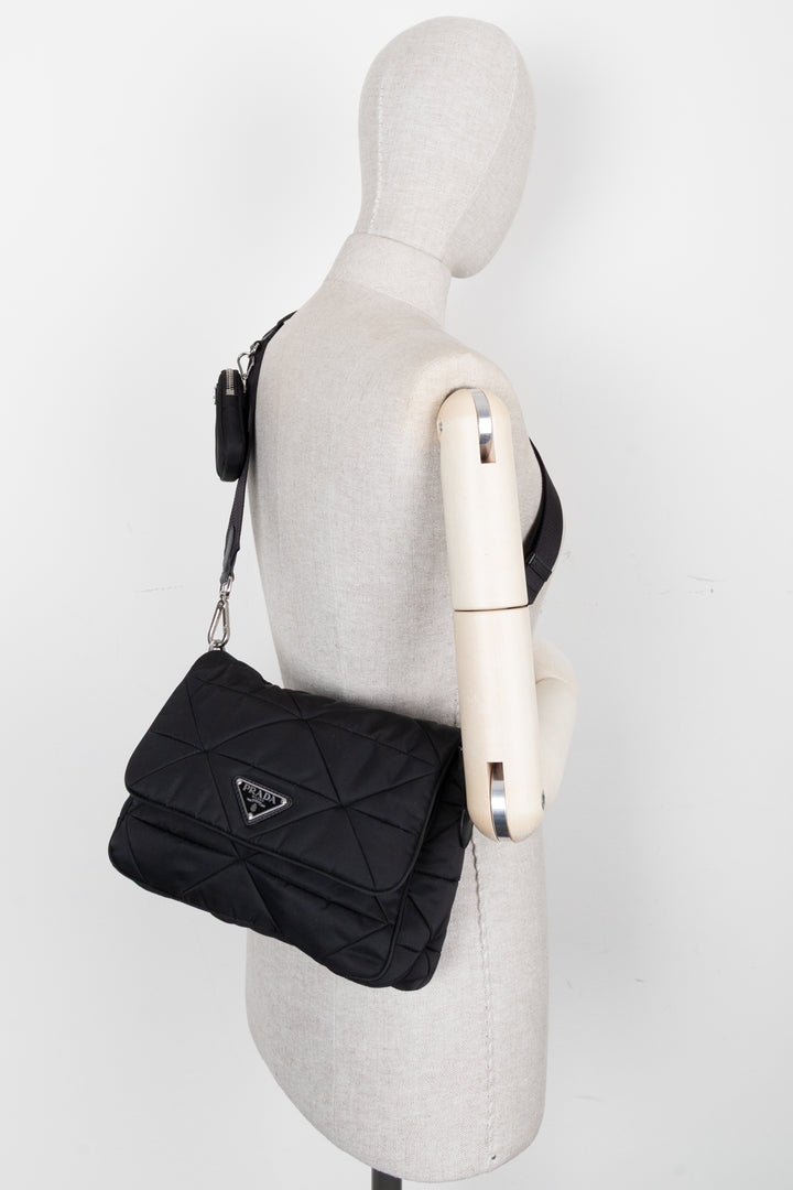 PRADA Quilted Crossbody Bag Nylon Black