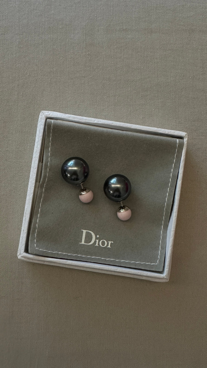 CHRISTIAN DIOR Tribal Earrings Silver Pink