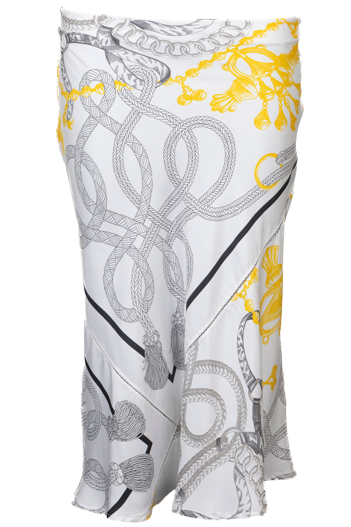 HERMÈS Jupe Palefroi Remix en soie blanche