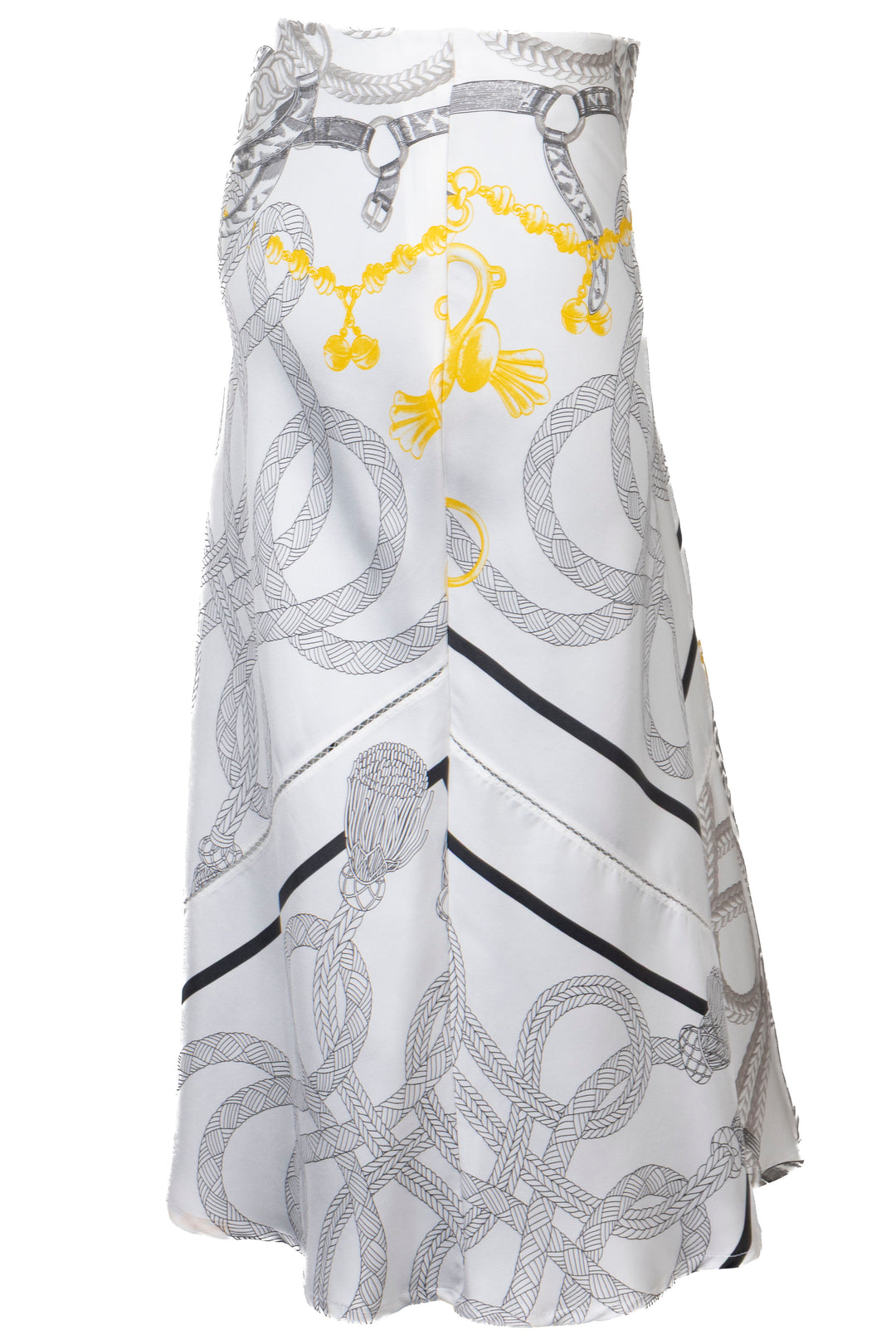 HERMÈS Jupe Palefroi Remix en soie blanche