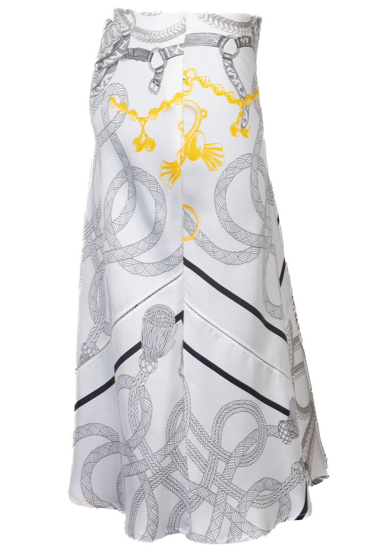 HERMÈS Jupe Palefroi Remix en soie blanche