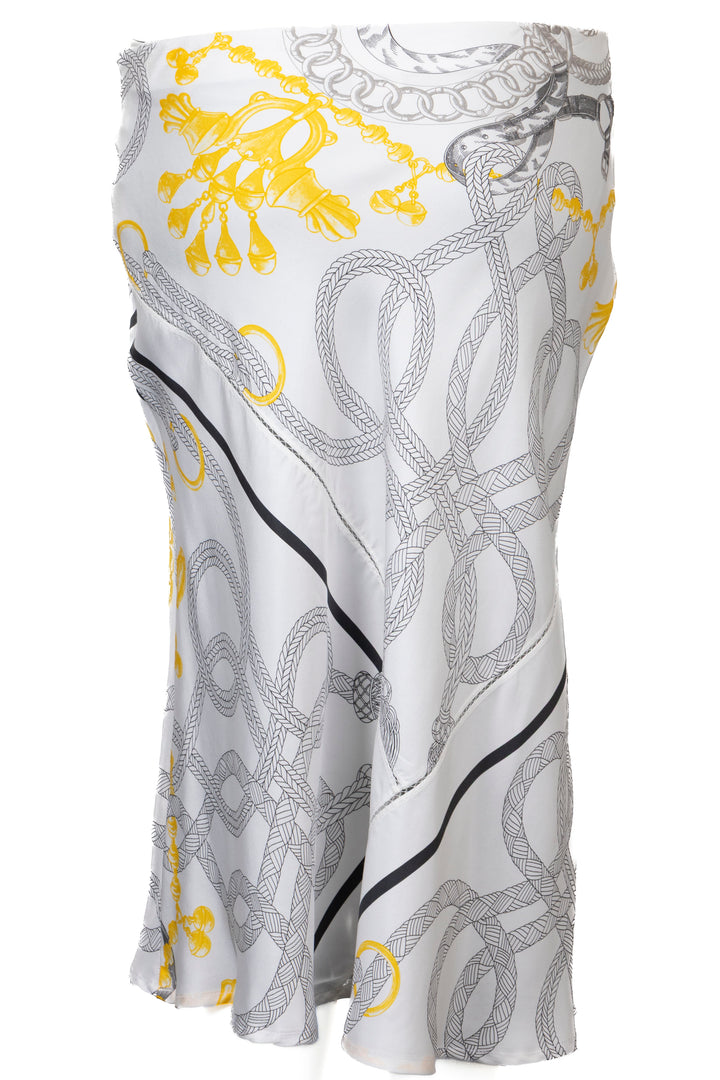 HERMÈS Jupe Palefroi Remix en soie blanche