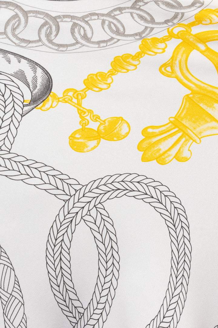 HERMÈS Jupe Palefroi Remix en soie blanche