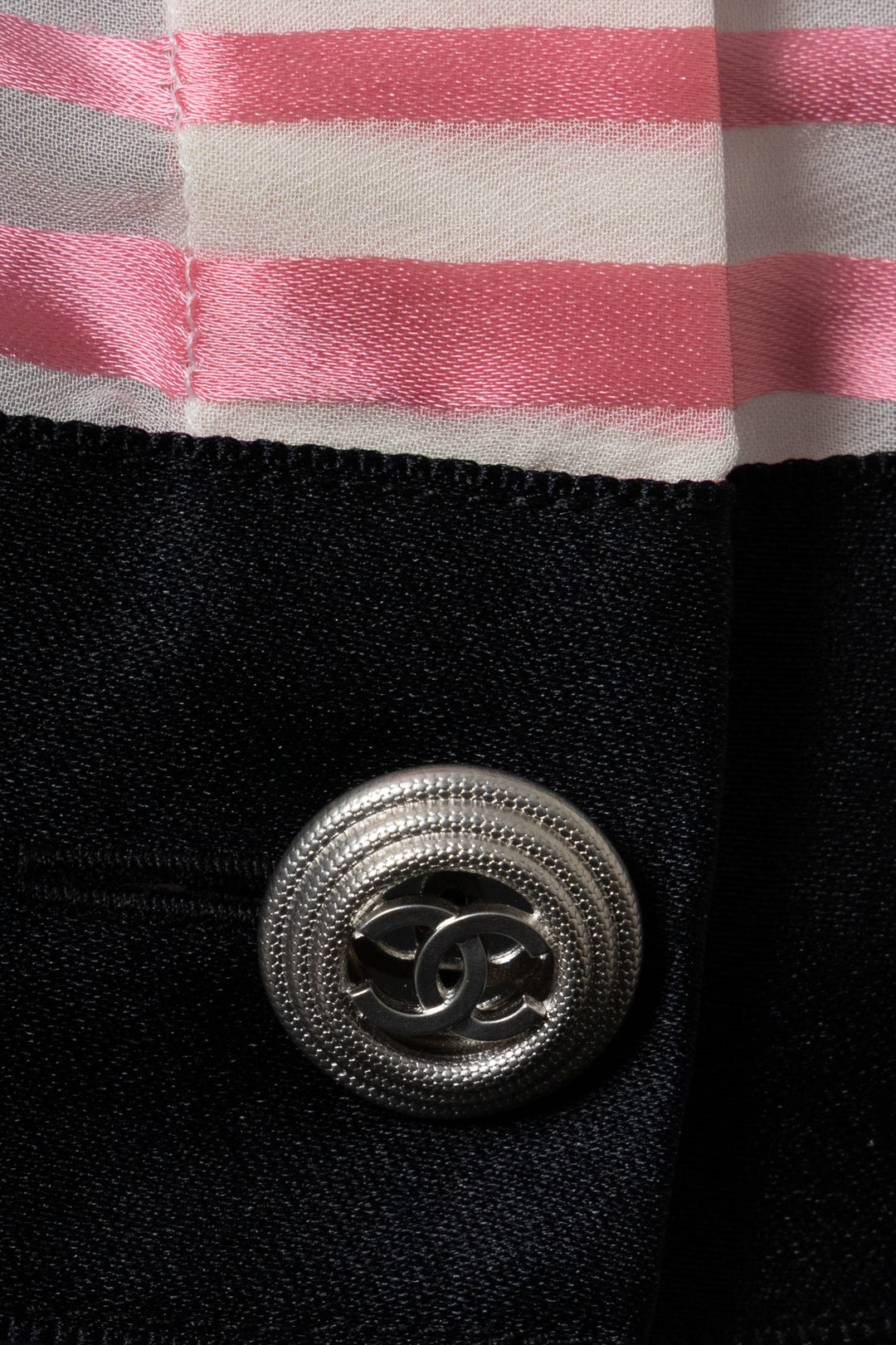 CHANEL 2020 Striped Top Silk Pink