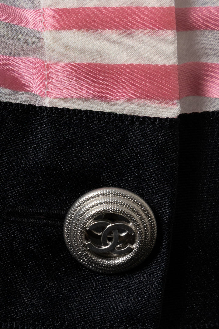 CHANEL 2020 Striped Top Silk Pink