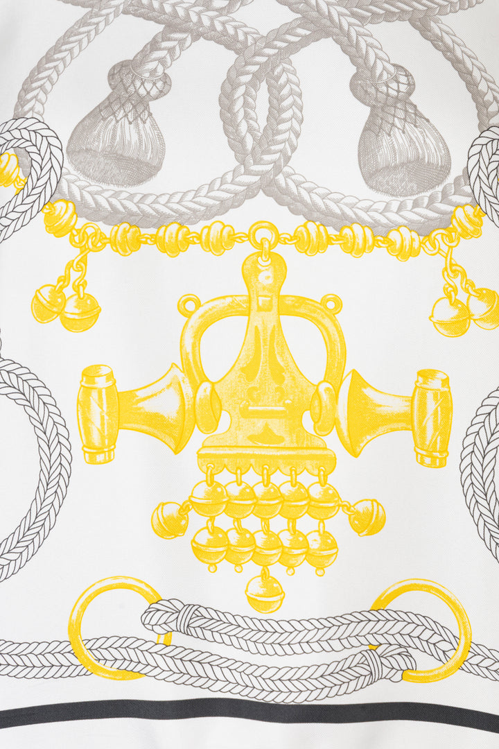 HERMÈS Palefroi Remix Twillaine Top Silk Blanc