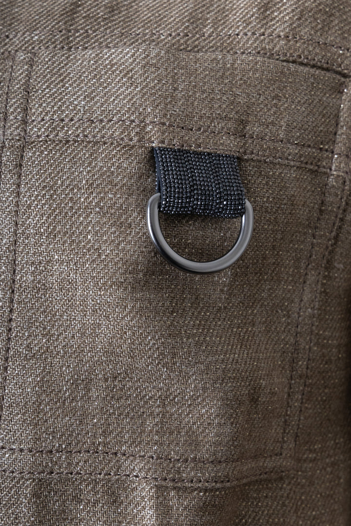 BRUNELLO CUCINELLI Blouson Bomber Lurex Lin Kaki