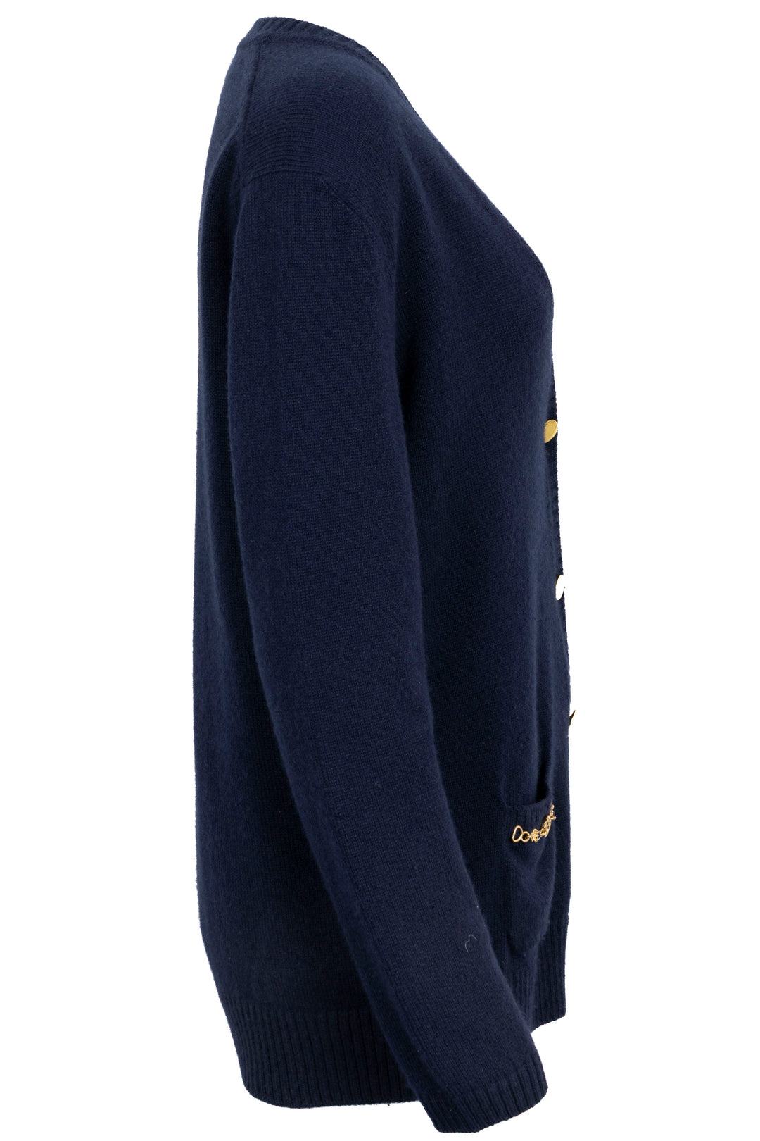 GUCCI Horsebit V Neck Cardigan Cashmere Navy