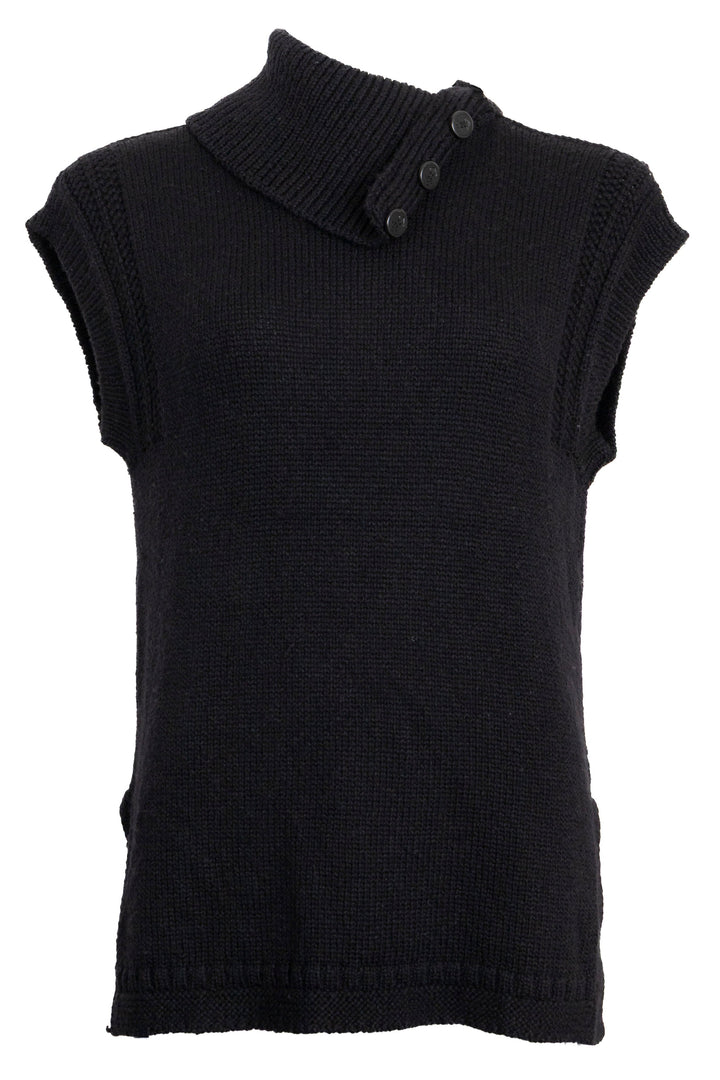 CHRISTIAN DIOR Sleeveless Turtleneck Knit Wool Black