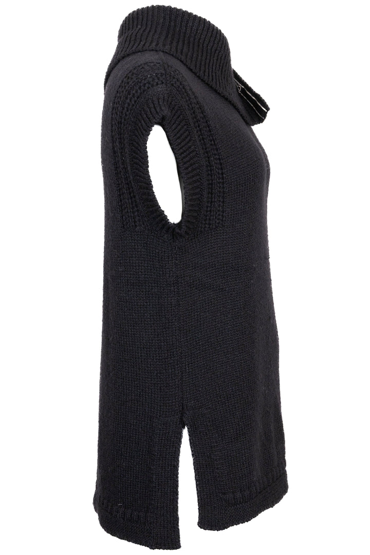CHRISTIAN DIOR Sleeveless Turtleneck Knit Wool Black
