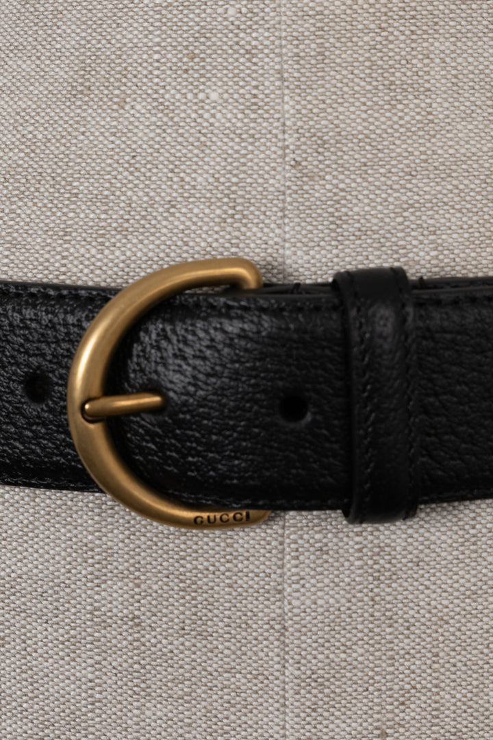 GUCCI Buckle Belt Leather Black