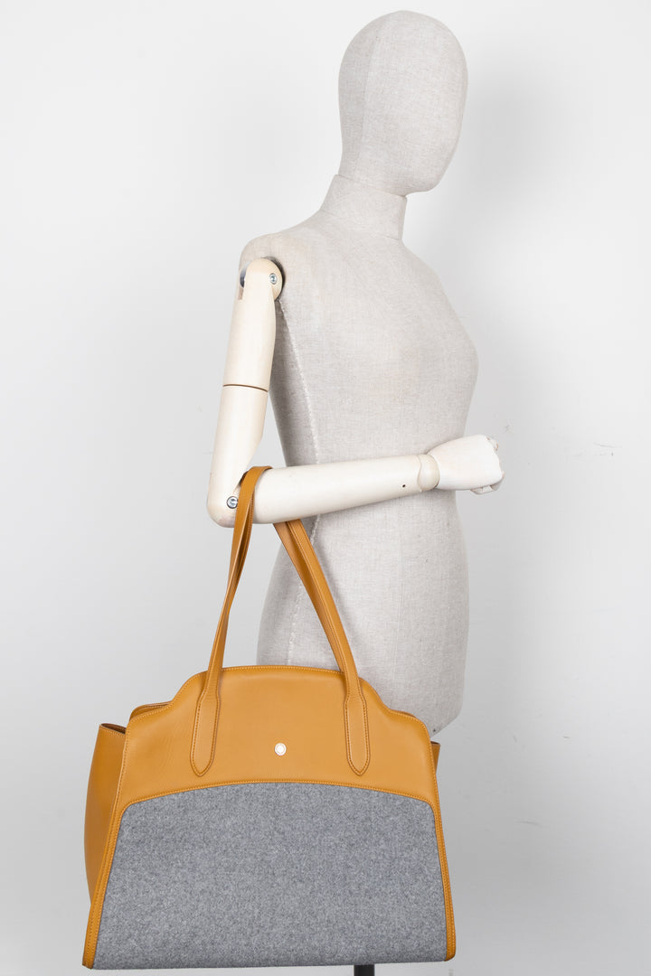 LORO PIANA Sesia Bag Large Leather Cashmere Mustard