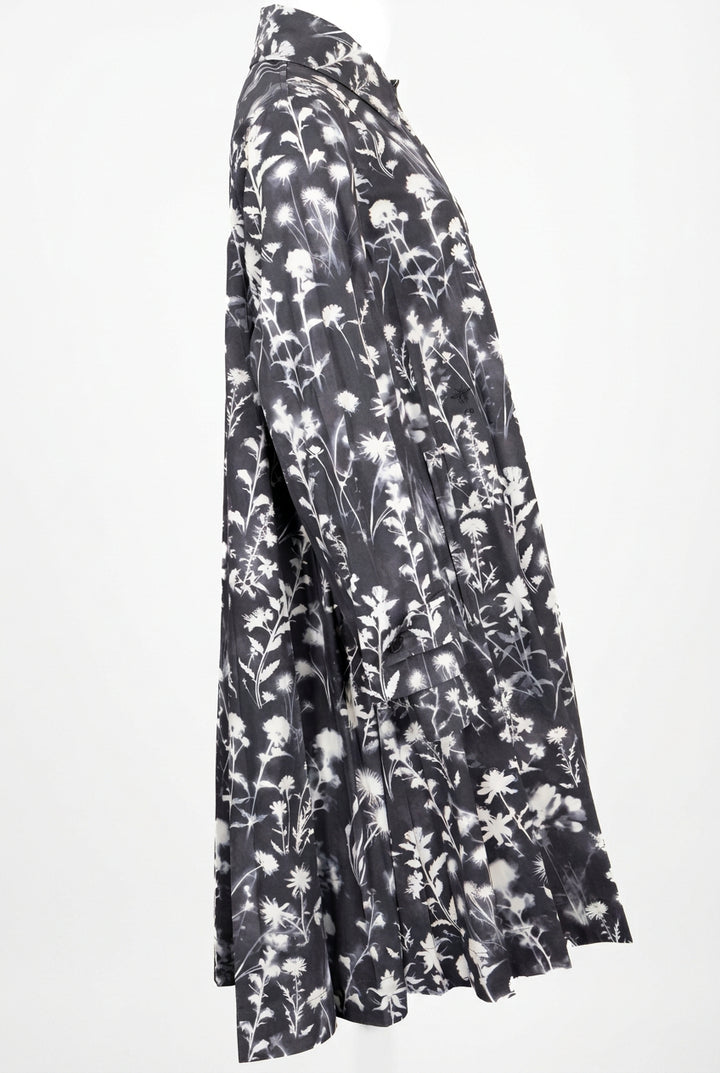 CHRISTIAN DIOR Floral Print Trench Coat Cotton Dark grey
