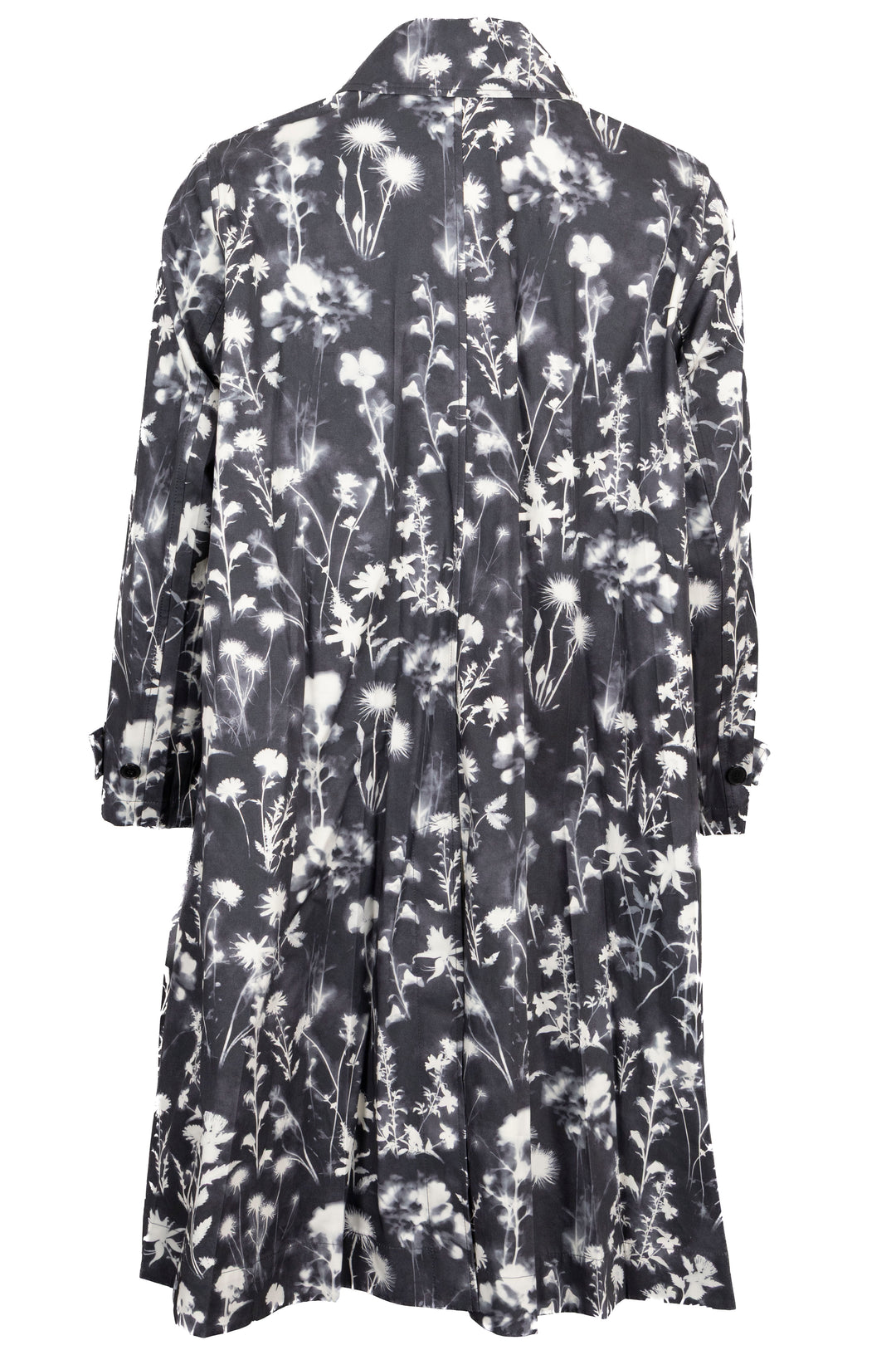 CHRISTIAN DIOR Floral Print Trench Coat Cotton Dark grey