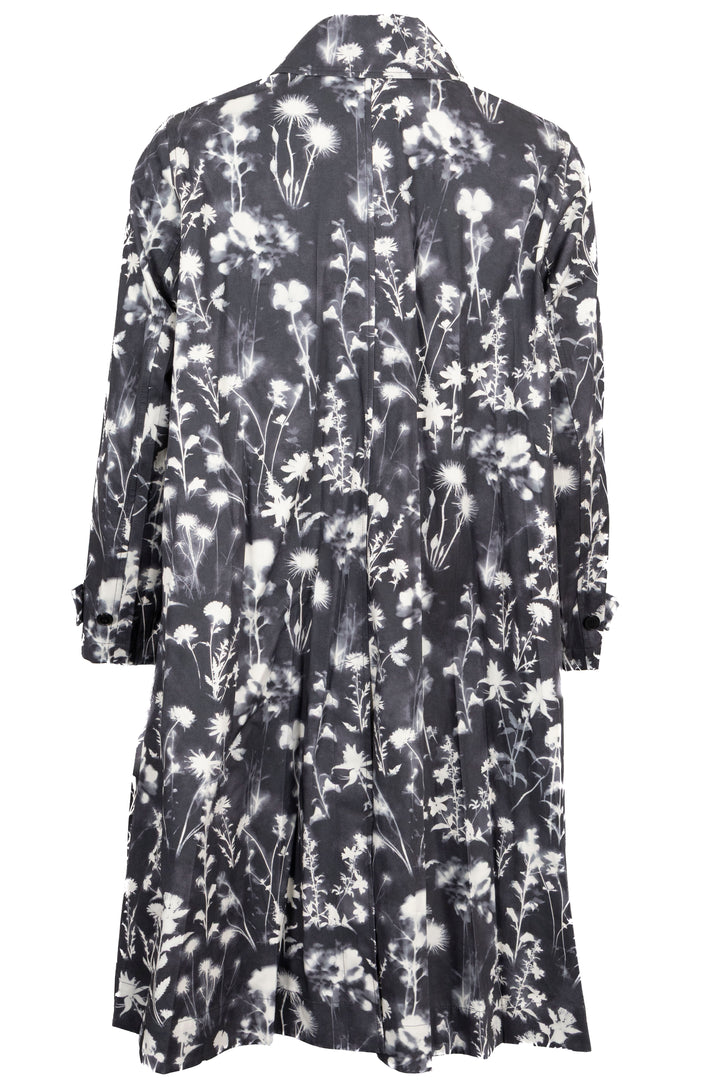 CHRISTIAN DIOR Floral Print Trench Coat Cotton Dark grey
