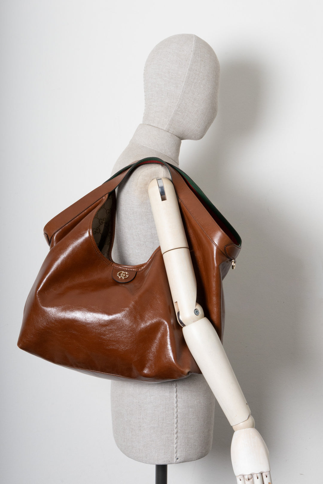 GUCCI Giglio Tote Large Leather Brown