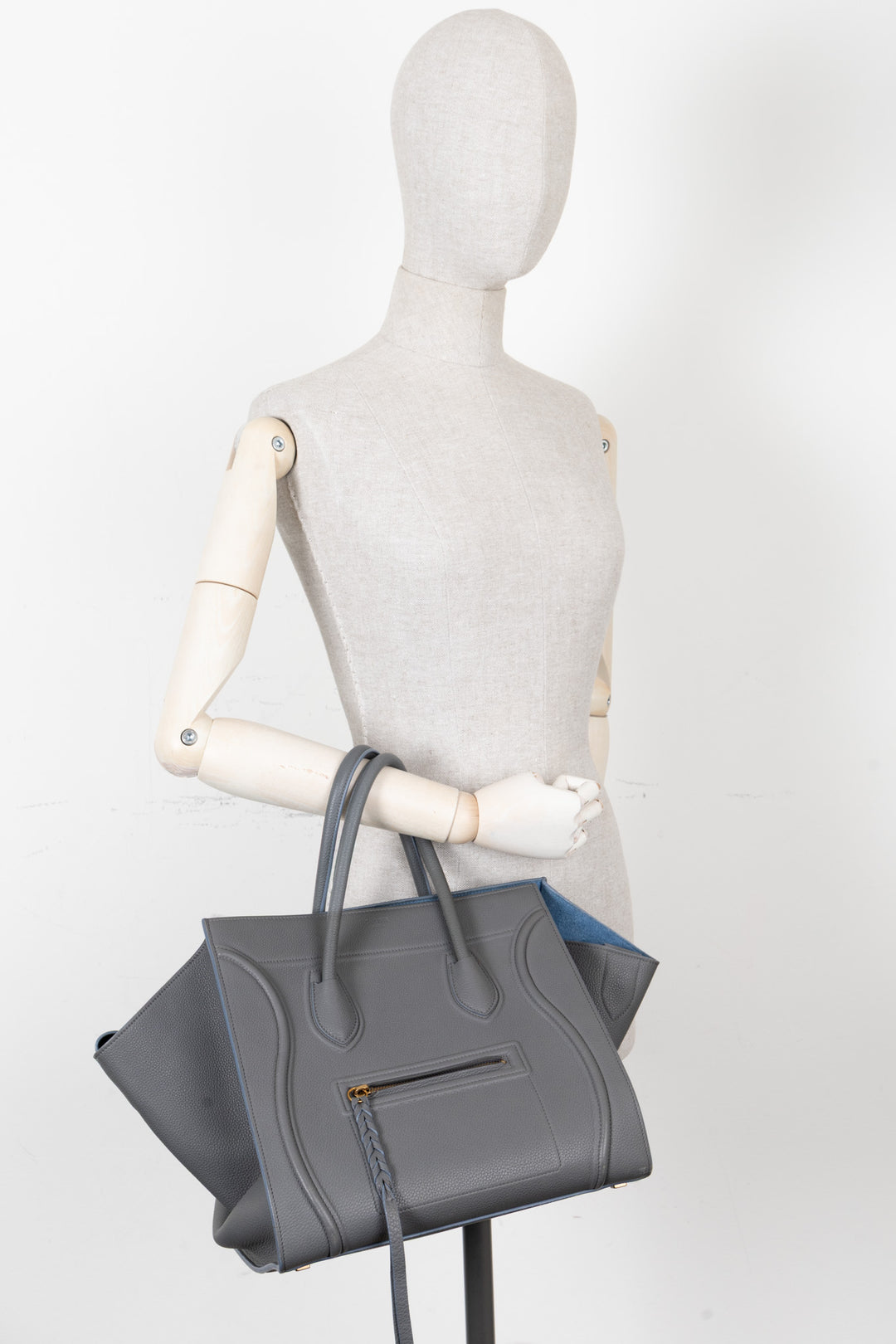 CÉLINE Sac Bagage Medium Phantom Cuir Gris